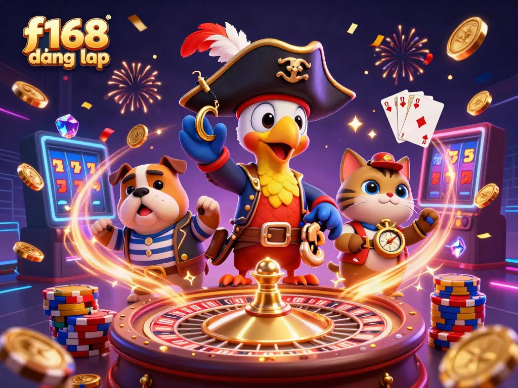 Engage with f168 đăng nhập through vibrant casino action featuring a pirate captain and friends