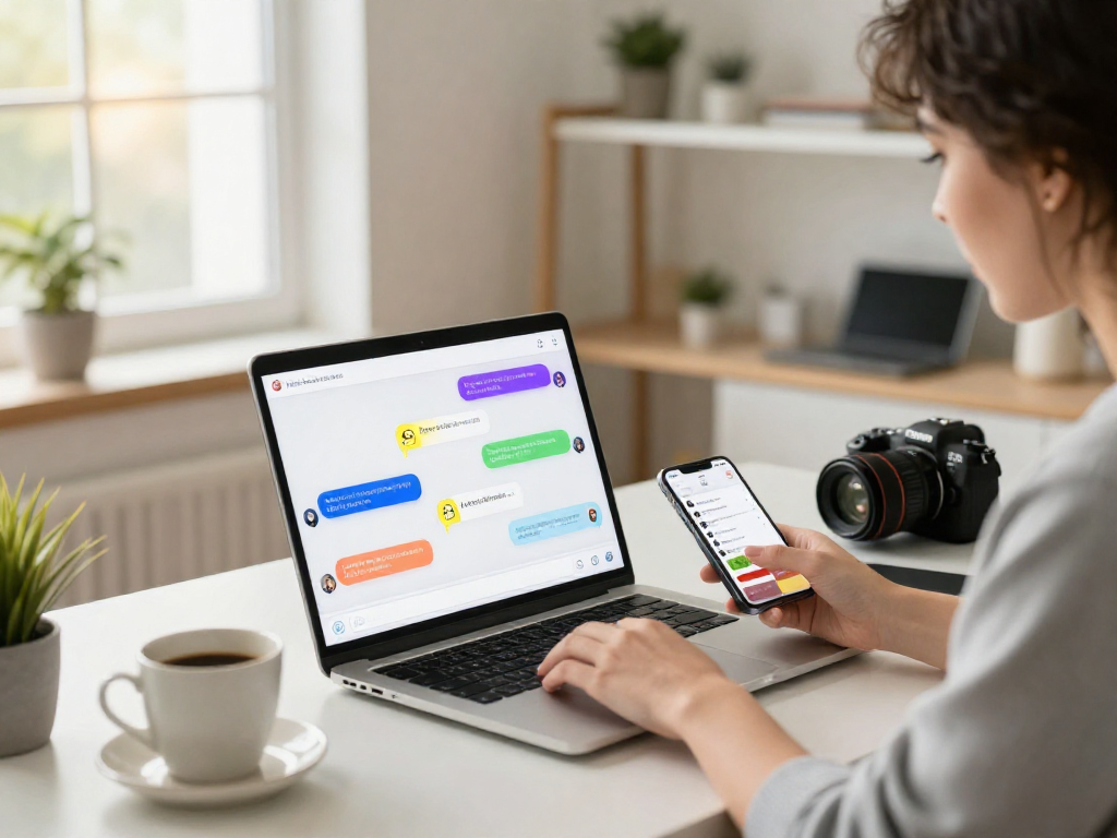 Engaging spicy AI chat interaction in a modern home office setup.