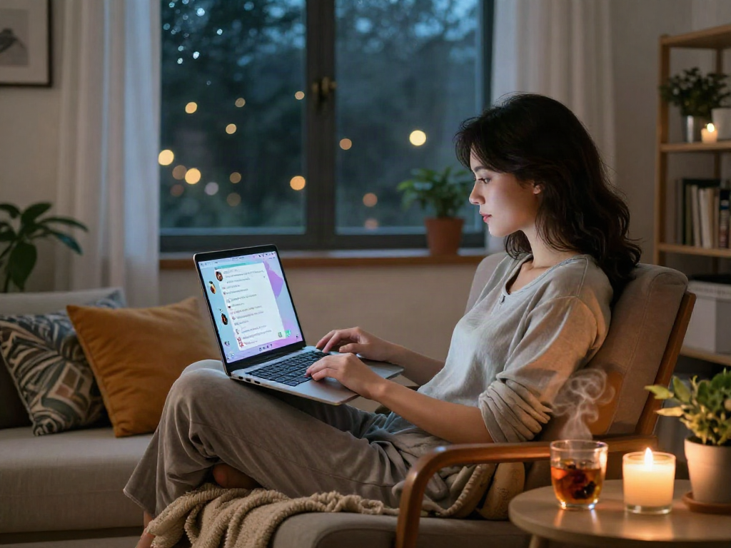 Engaging in free ai sex chat from a cozy home office setting.